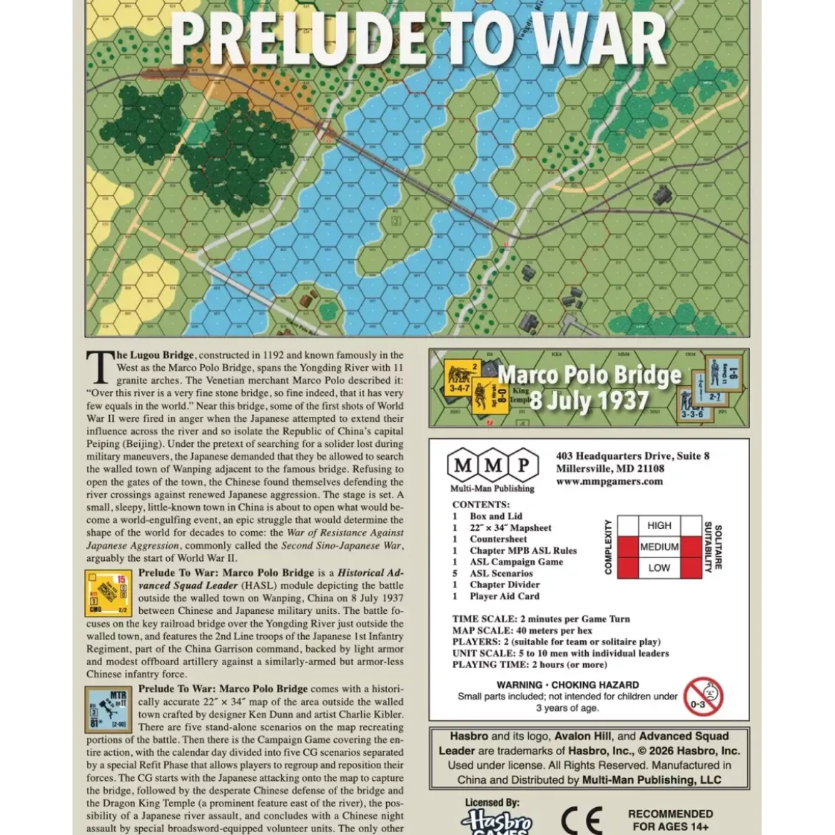 Advanced Squad Leader - Prelude to War : Marco Polo Bridge - Version Anglaise