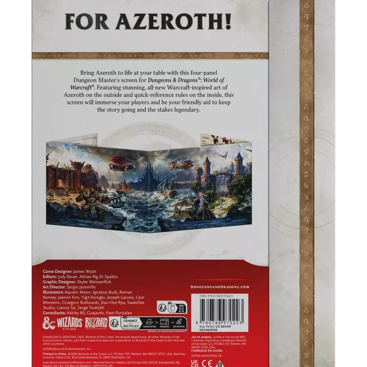Dungeons & Dragons 5 : World of Warcraft - Dungeon Master's Screen - Version Anglaise