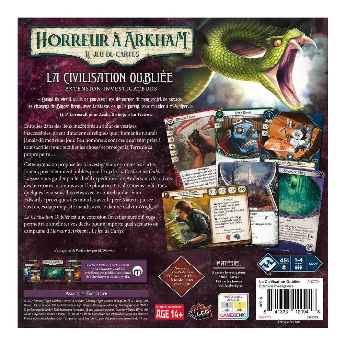 Horreur à Arkham JCE : La Civilisation Oubliée - Extension Investigateurs