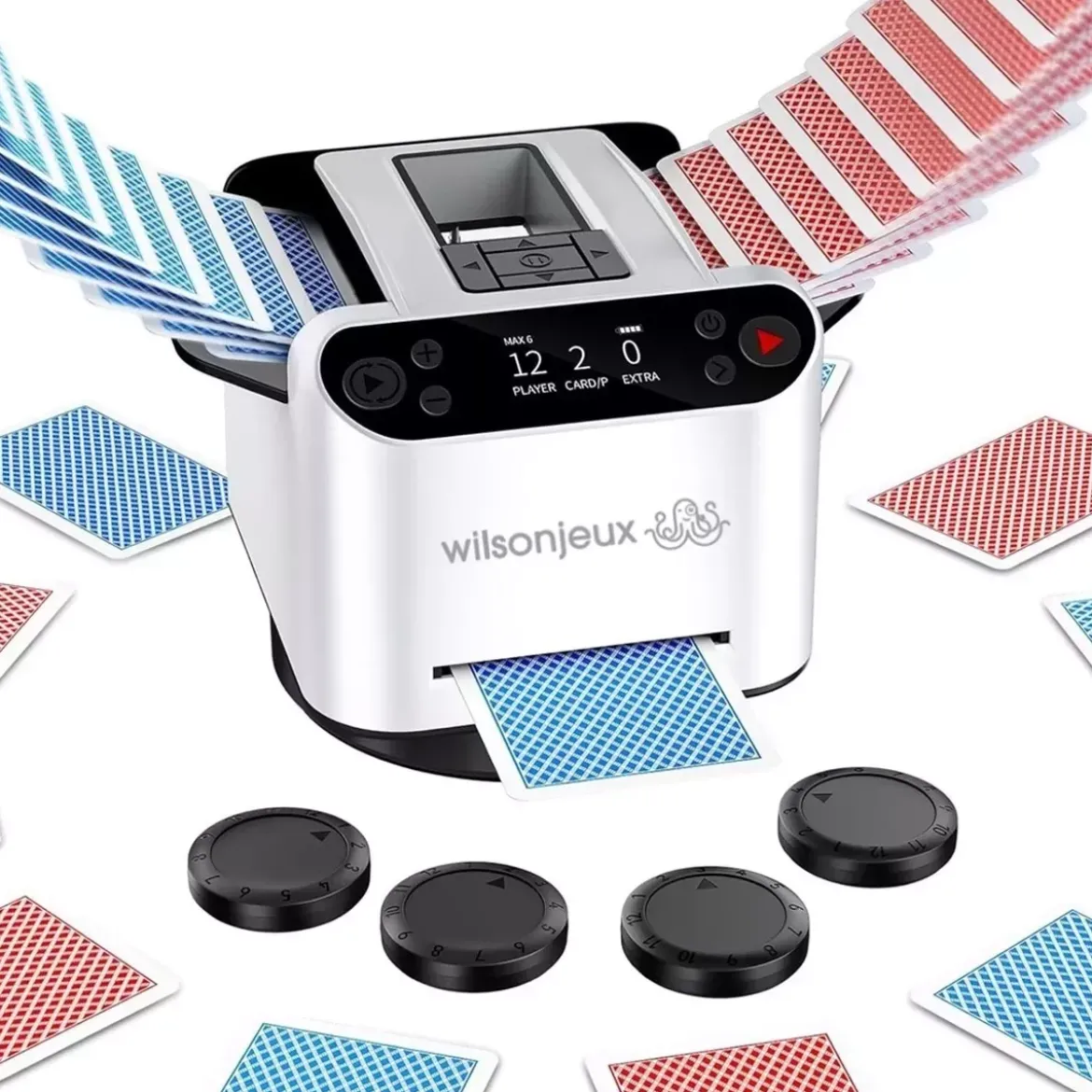 Mélangeur et Distributeur de Cartes Automatique Rechargeable - Wilson Jeux