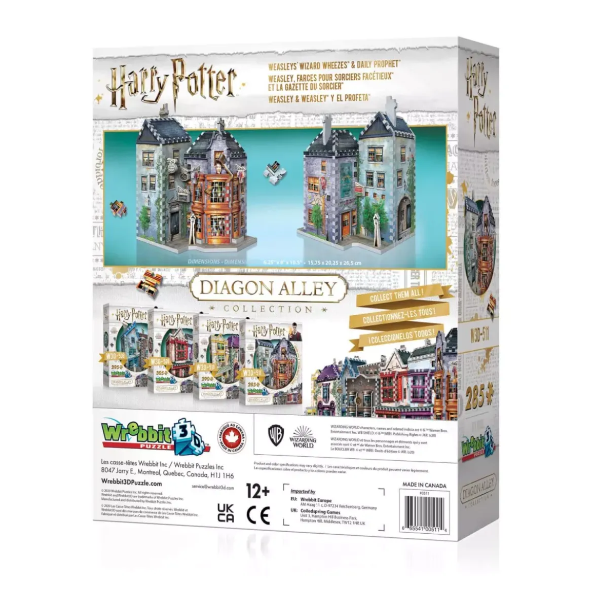 Puzzle 3D Harry Potter Diagon Alley : Boutiques Weasley, farces pour sorciers facétieux et La Gazette du Sorcier - 285 pièces