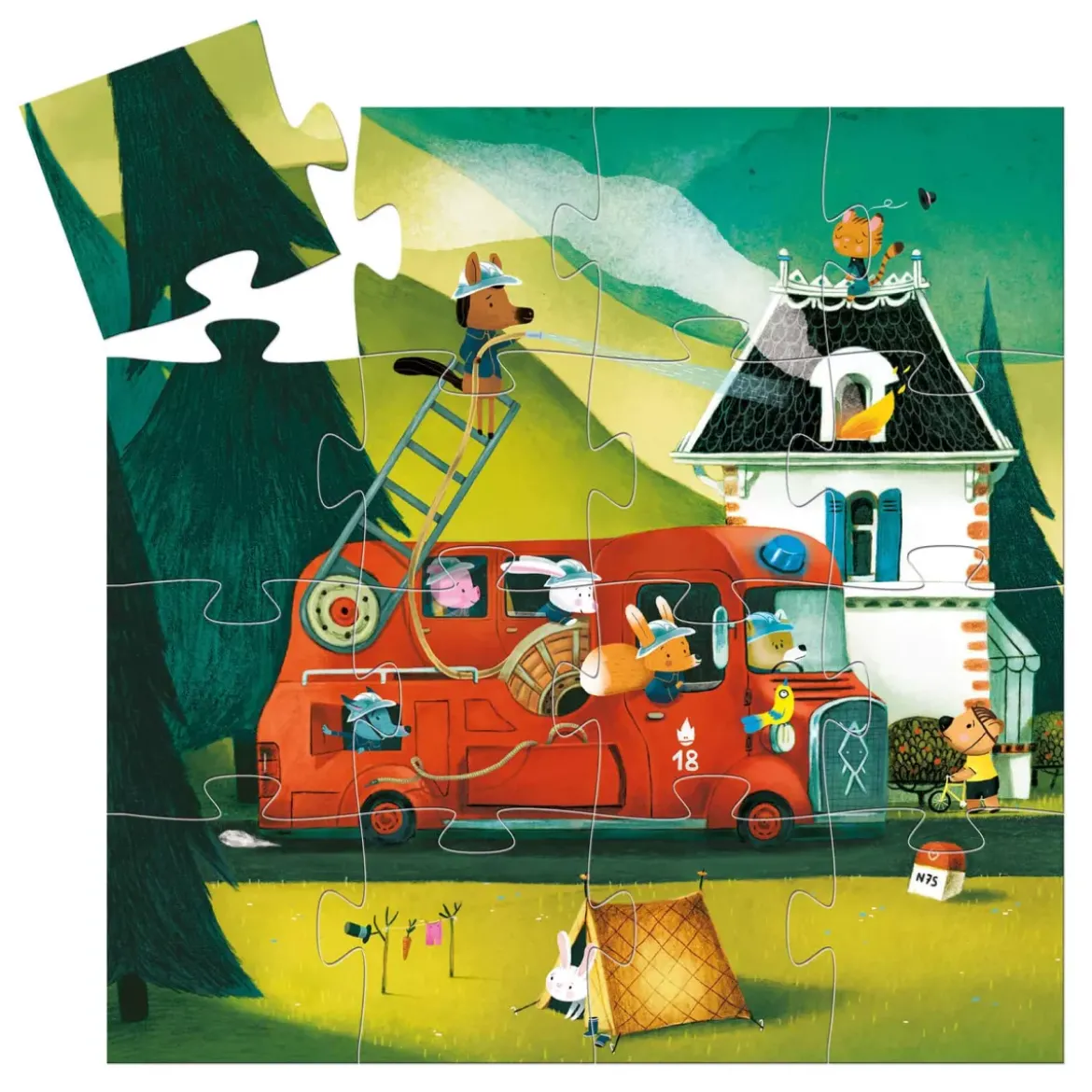 Puzzle Le Camion de Pompier - 16 pièces