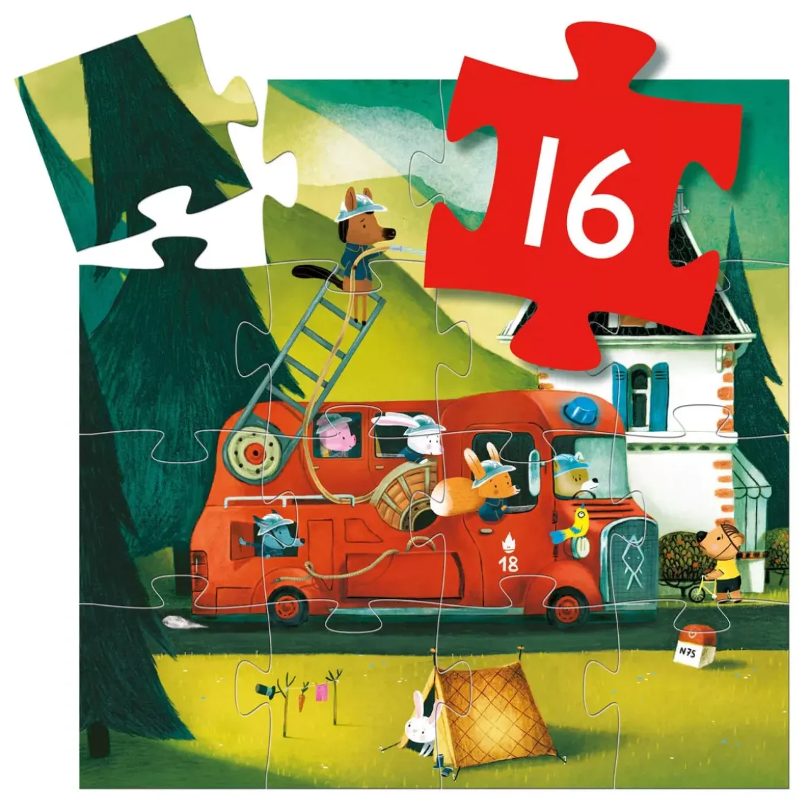 Puzzle Le Camion de Pompier - 16 pièces