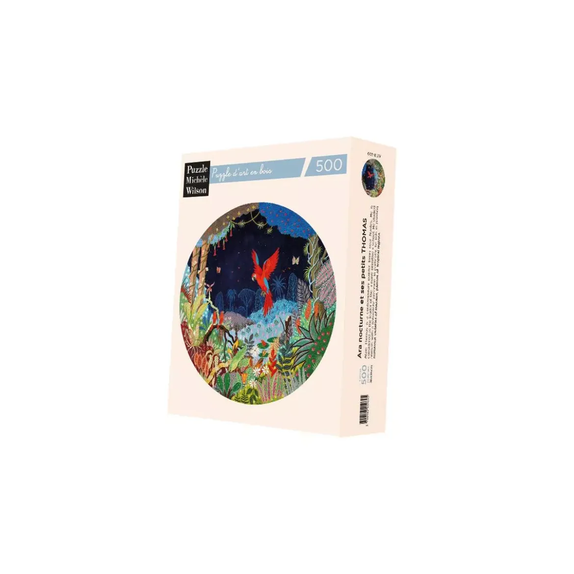 Puzzle Rond Ara Nocturne et ses Petits - 500 pièces