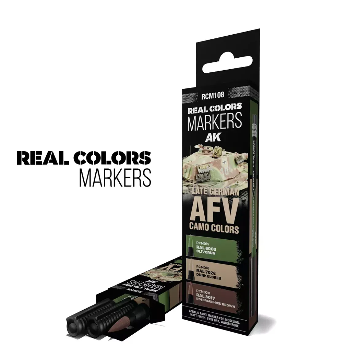Real Colors Markers Set : Late German AFV Camo Colors - AK Interactive