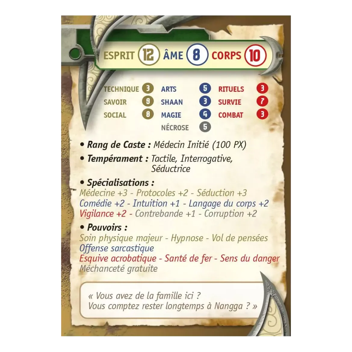 Shaan Renaissance : Cartes Personnages