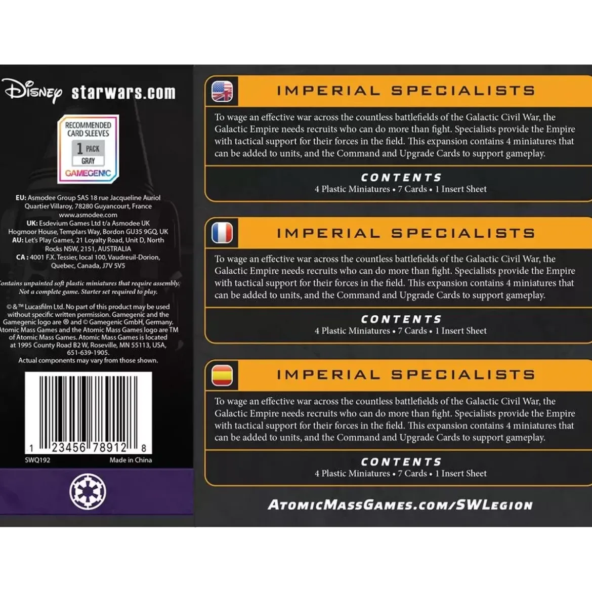 Star Wars : Légion - Imperial Specialists (Reissue) - Extension d'Unité