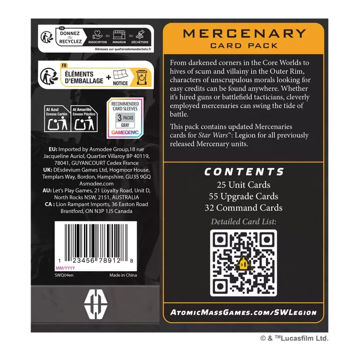 Star Wars : Légion - Mercenary - Card Pack